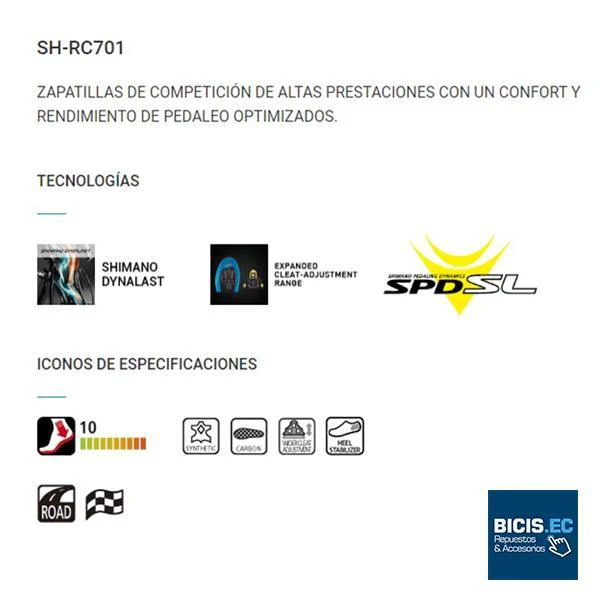 Zapatos Shimano Ruta SH-RC701 - Imagen 4